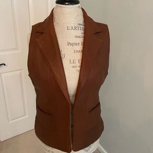 Brown leather vest